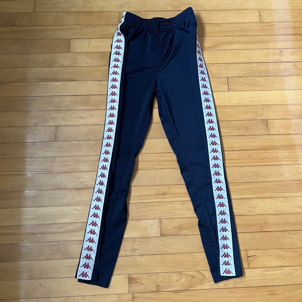 Kappa Banda Black White Red Track Pants Logo Tape Side Stripe Boys Mens Size XL